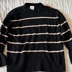 Aerie Black and Cream Striped Sweater